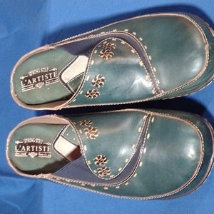 Green Clogs with Embellishments